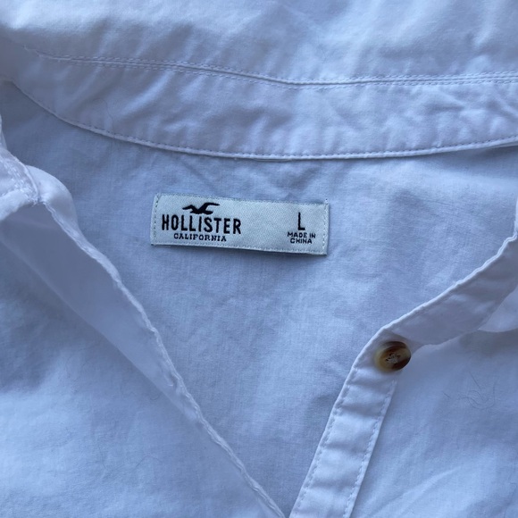 Hollister Wrap Around Button Down Crop Shirt size large preloved casual white - Picture 6 of 8